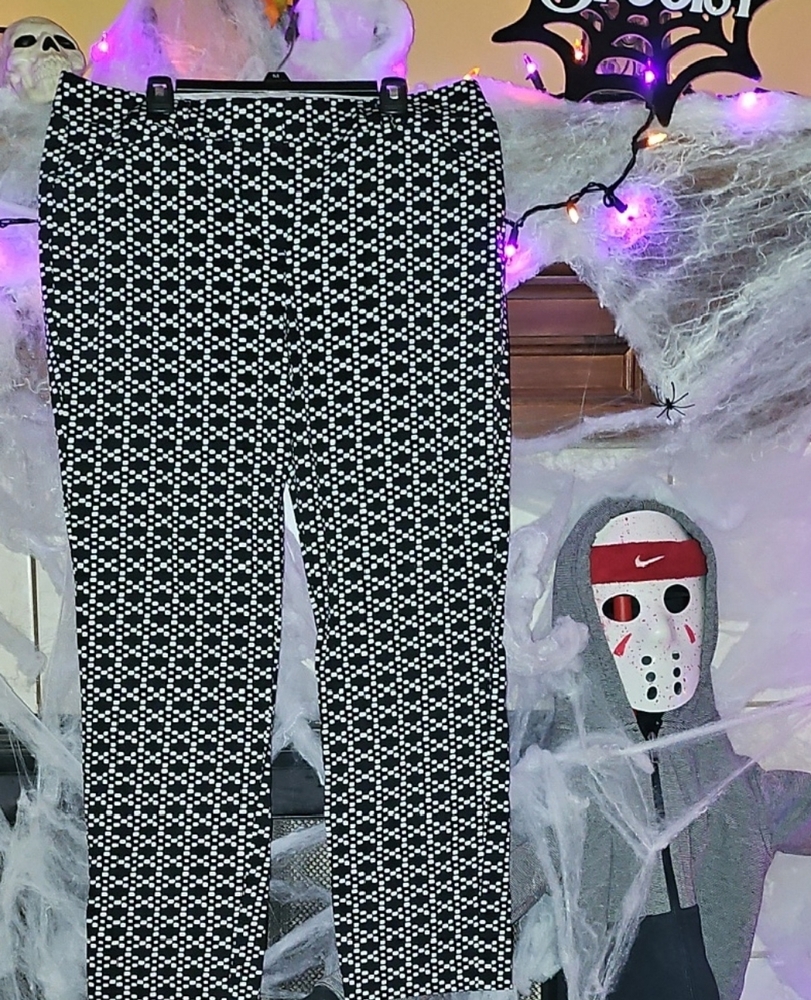 NWT Zac & Rachel Black and Off-White Ankle Trousers With Button Back Pockets